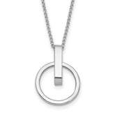 Sterling Silver Rhodium-Plated-plt Polished With 2 Inch Extention. Circle Necklace